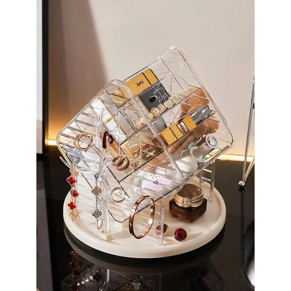 360 °   Rotating Makeup Organizer, Multi-Compartment Cosmetic Storage Organizer for Vanity, Clear Skincare & Jewelry Organizer with Large Capacity for Lipstick, Brushes, Perfume & Accessories,dorm essentials,home decor