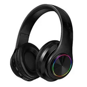 Kik_LED Bluetooth Wireless Foldable Headphone Headset with Built in Mic for Adults Children Work Home School for Universal Cell Phones, Laptop, Tablet, and More (Black)