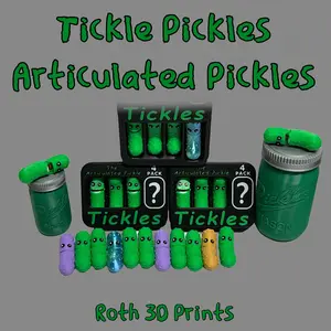 Tickle Pickles - Articulated Pickle Keychains 3D Printed Vibrant Colors Unique tickle pickle toy Design Versatile Fun Accessory for Keys or Collection