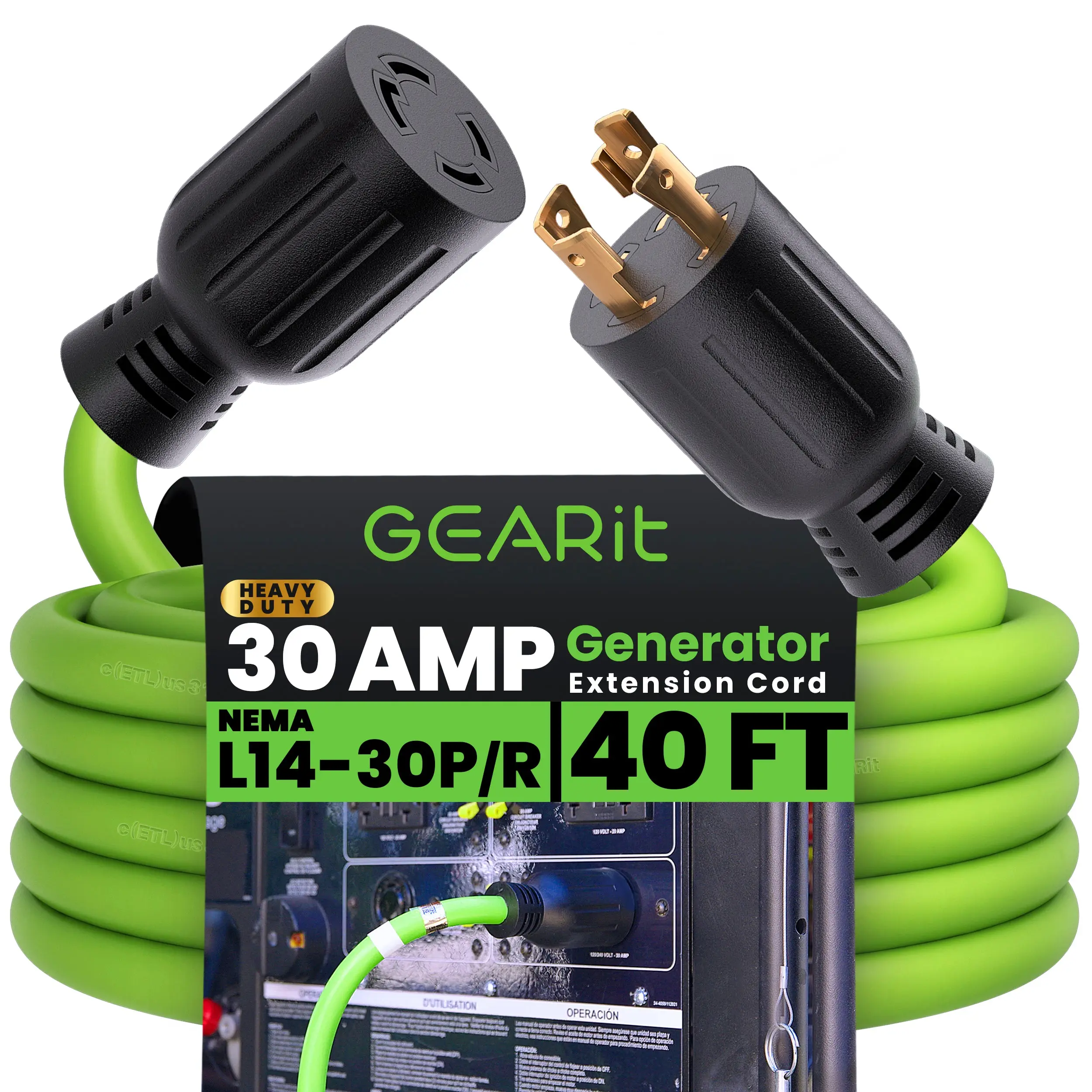 30 Amp NEMA L14-30 Generator Extension Power Cord
