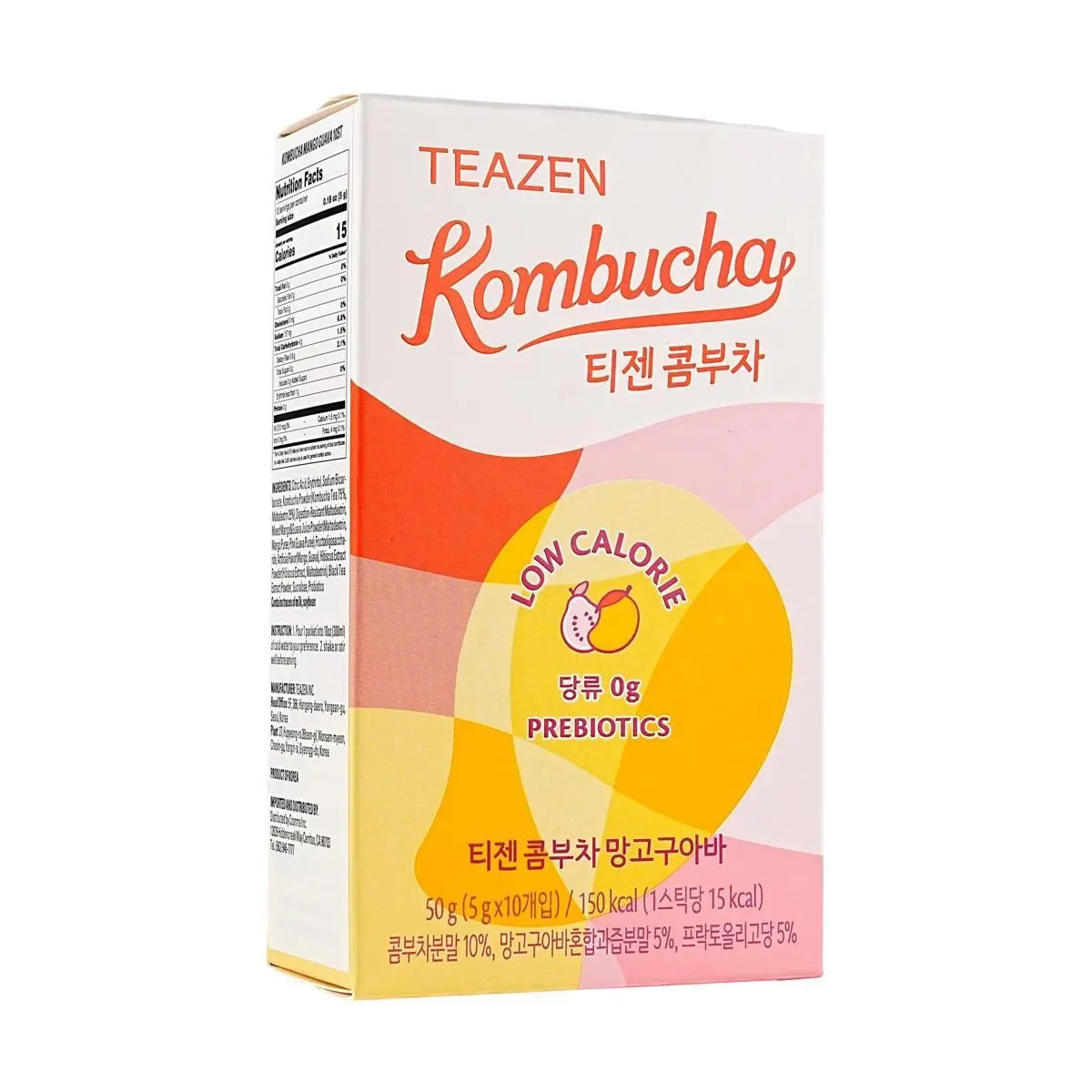 Teazen Kombucha Mango Guava 10 Sachets - BTS & TWICE K-Pop Idol Recommended, Low Calorie, Probiotic Drink