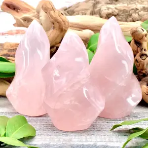 Rose Quartz Flame Crystal Tower Point, Natural Crystal Home Decoration Ornament, Healing Meditation Chakra Crystal, Christmas gift