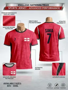 2026 England National Team Soccer T-Shirt, Breathable Mesh, Quick-Dry, Moisture-Wicking, Advanced Technical Knit Support Gear, Soccer Jerseys, Football Jersey