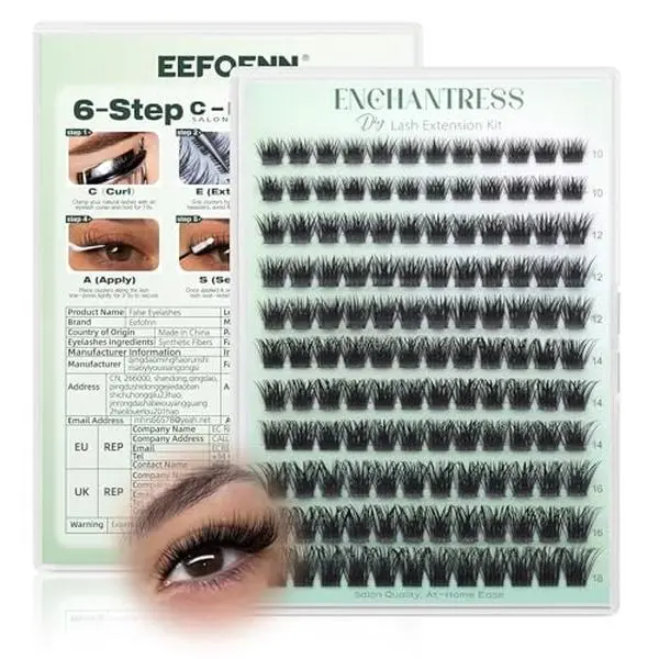 Enchantress Lash Clusters Wispy D Curl Cluster Eyelash Extensions, 10-18mm Volume Individual Lashes, Pestañas Postizas Naturales, DIY Salon-Like Fluffy Wispy Lash Extension for Daily Makeup