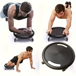 Fitness sliding disc with wheels, multi-functional abdominal core exercise board, featuring pulley and handle design, a quiet exercise equipment for full-body muscle training, Home Exercise Equipment