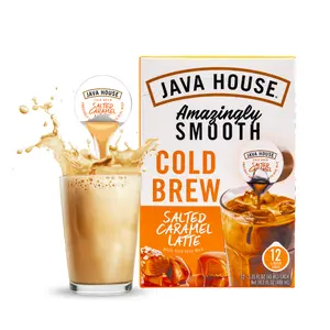 Java House Cold Brew Latte Coffee Concentrate Single Serve Liquid Pods by Java House, Peel and Pour (Pack of 12, Salted Caramel Latte)