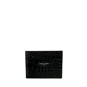 Pre-owned Yves Saint Laurent Leather Small Leather Goods YSL Croc Embossed Shiny Paris Card Case 2ME375946.0522