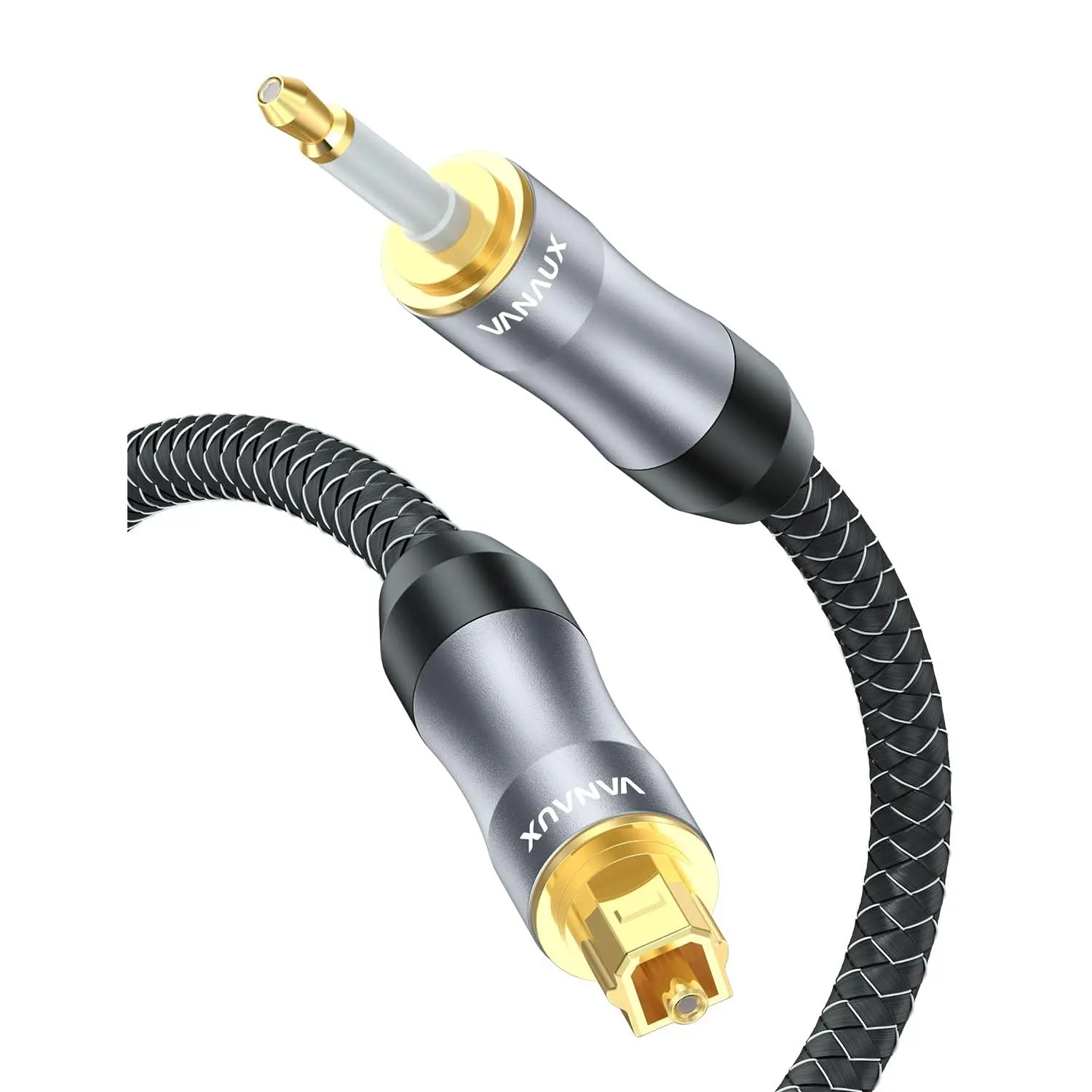 Toslink to mini toslink digital optical cablespdif fiber optic audio cable24k gold plated for tvdvd playersoundbarsstereo systems 2ft06m