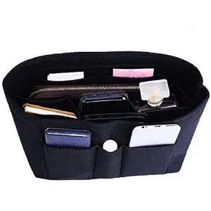 Purse Organizer Insert, Felt Bag Organizer For Handbag Purse Organizer,13 Colors, 6 Size (Medium, Black)