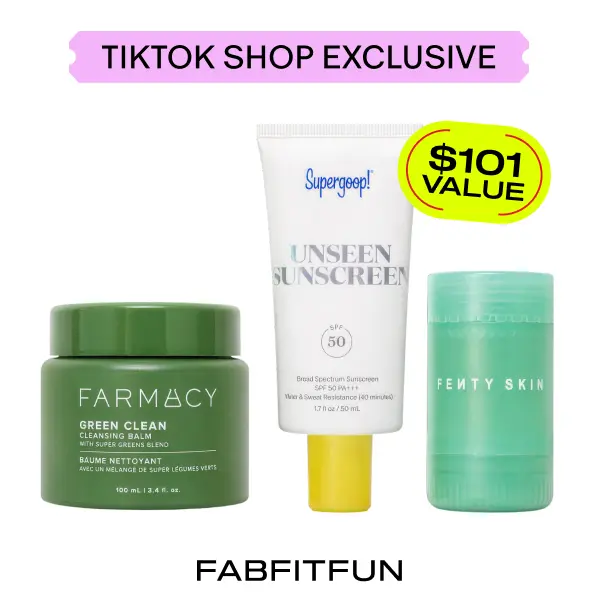 FabFitFun Glass Skin Set ($101 Value!) | Supergoop, Pharmacy, Fenty Skin | Cleansing Balm, Sunscreen, Lip Mask