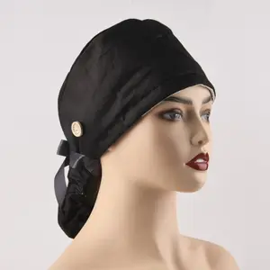 Solid Color Surgical Cap Women,Black,Doctor Hats,Nurses Week Gift,Long Hair