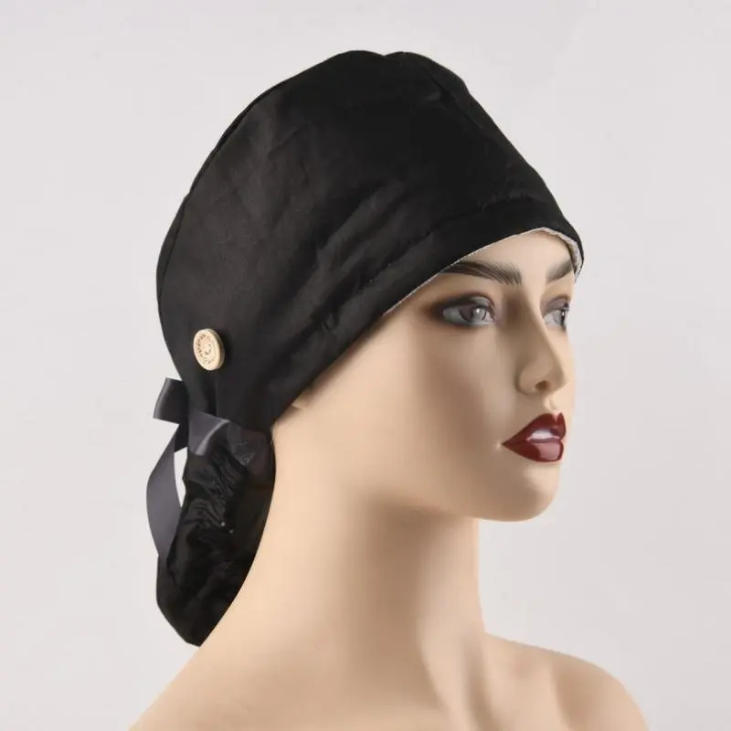 Solid Color Surgical Cap Women,Black,Doctor Hats,Nurses Week Gift,Long Hair Solid Color Surgical Cap Women,Black,Doctor Hats,Nurses Week Gift,Long Hair