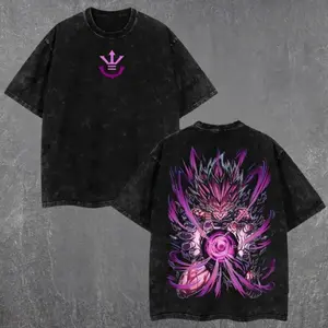Dragon Ball Z Majin Vegeta Retro Vintage Wahsed T-Shirts, Hoodie Oversized Heavy Cotton Graphic Tee Casual Streetwear Unisex Top Gift for Him, Her, and Anime Fans