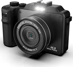 Vlogging Camera, 4K 48MP Digital Camera with WiFi, Free 32G TF Card & Hand Strap, Auto Focus & Anti-Shake, Built-in 7 Color Filters, Face Detect, 3'' IPS Screen, 140°Wide Angle, 18X Digital Zoom AA-20
