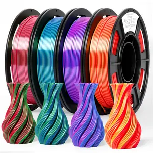 Epelay 3D Printer Filament Galaxy Glitter PLA 4-Pack 1.75mm Dual Color Silk PLA Filament 1kg Bundle for FDM Printers Deep Blue Purple Green Rose Red