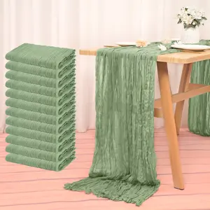 FANI 3/12/24 Pcs 17.7x108 Inches Cheesecloth Table Runner Boho Romantic Gauze Long Rustic Sheer for Wedding, Bridal Baby Shower, Birthday Party, Cake Table,Christmas, Arbor Decorations,Event