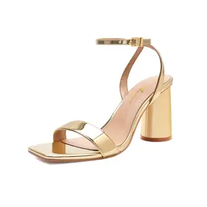 Athlefit Women's Strappy Chunky Block Heels Fashion Square Open Toe Heeled Sandals Ankle Strap Wedding Party Shoes High Leather