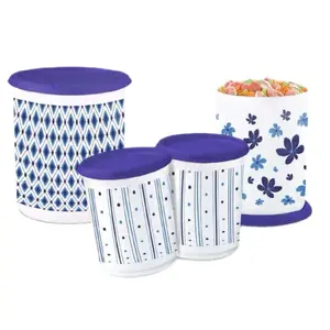 One Touch Canisters 3L, 2L & 1.5L with blue lids. storage containers Kitchen Set