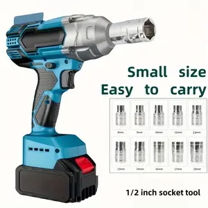 10-Piece 1/2 Inch Crv Torque Wrench Set, 8-19mm, High-Torque Electric Impact Wrench Accessories, Wireless Impact Wrench, Carbon Steel