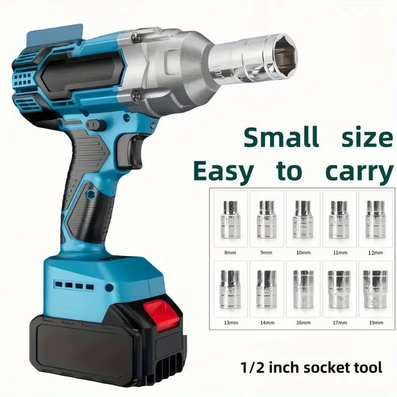 10 Pieces 1/2 Inch Crv Metric Torque Wrench Kit, 8-19mm, High Torque Electric Impact Wrench Accessories, Carbon Steel, Car Repair Tool