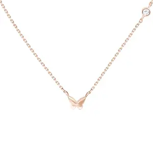 Bubble Butterfly and Diamond Station Necklace