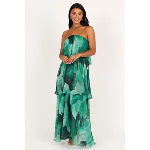 Bloom Strapless Maxi Dress - Green Floral