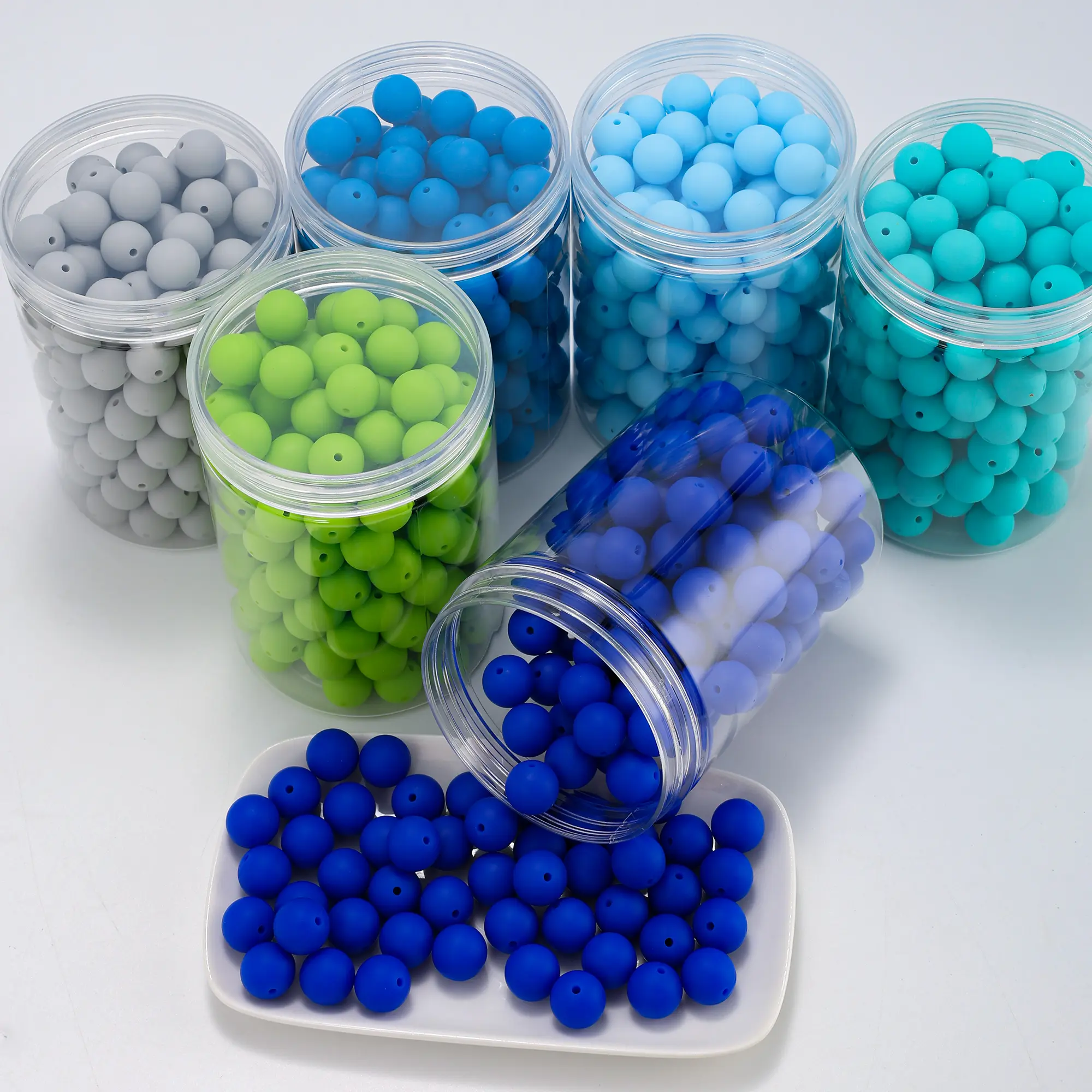 180pcs 15mm Soft Silicone Solid Color Bead Assortment for Handmade Crafts, DIY Jewelry Beading Pens & Accessories, Packaged in Moisture-Proof Can