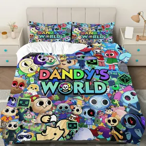 3PCS Duvet Cover Set, 1 Duvet+2 Pillowcases(Without filler), Colorful  Fantasy Adventure Fun World theme, Holiday bedding set, Vibrant Characters Bedroom Decor Suitable for decoration Bedroom Dorm Room Game Room Gift.