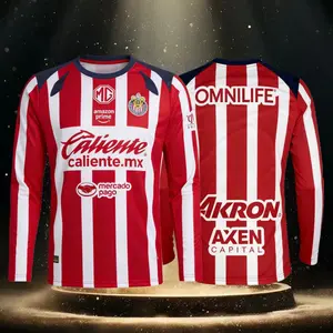 25 26 Chivas de Guadalajara Mexico LIGAMX Home Red Long Sleeve Soccer Jersey Fans Version Breathable