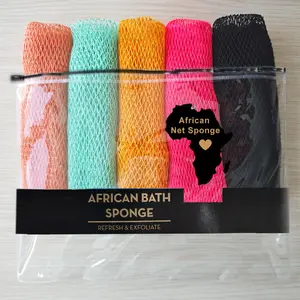 5 Piece African Exfoliating Net Sponge Bundle, Ethically Sourced from Nigeria Bath Sponge Bath Sponge Shower