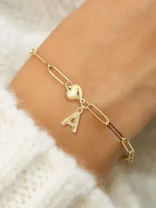 Women's Initial Pendant Bracelet, Heart Shaped Bracelet, Cute Fashion Heart Magnet Stainless Steel Chain, Casual All-Season Jewelry