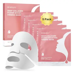 Deep Collagen Face Mask Overnight, Bio- Collagen Mask Real Deep Mask, Hydrating Hydrogel Masks with Low Molecular Collagen for Firming, Elasticity, Pore Minimizing 40g x 5ea