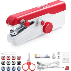New sewing machine,hand sewing machine with complete set, suitable for DIY quick repair and home use(red)