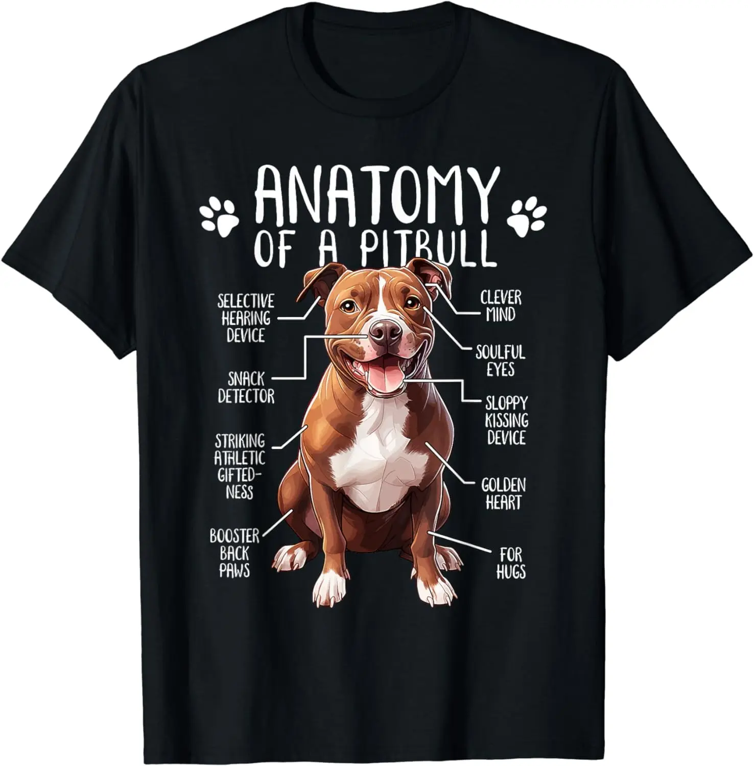 Casual Graphic T-Shirt for Women, Vintage Distressed Shortsleeve Streetwear Top with Funny Pitbull Anatomy Design, a Unique Everyday Pitbull Lover Gift, Unique Tee