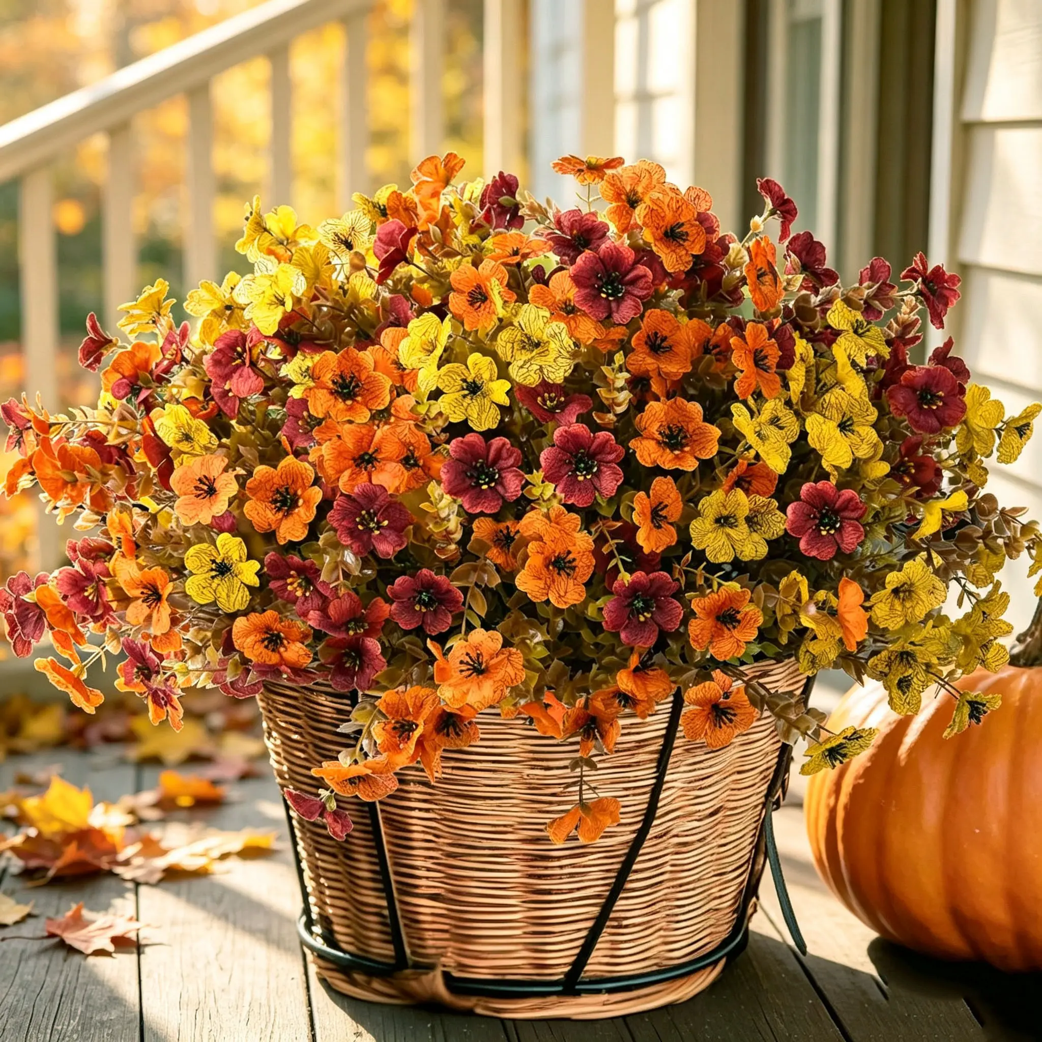 Fall Artificial Flower Halloween (6/12/24pcs/set), UV Resistant Colorful Fake Flower, Decorative Bouquet for Home Garden Party Wedding Decor, Artificial Flowers Bouquet summerwin tiktokshopbacktoschool