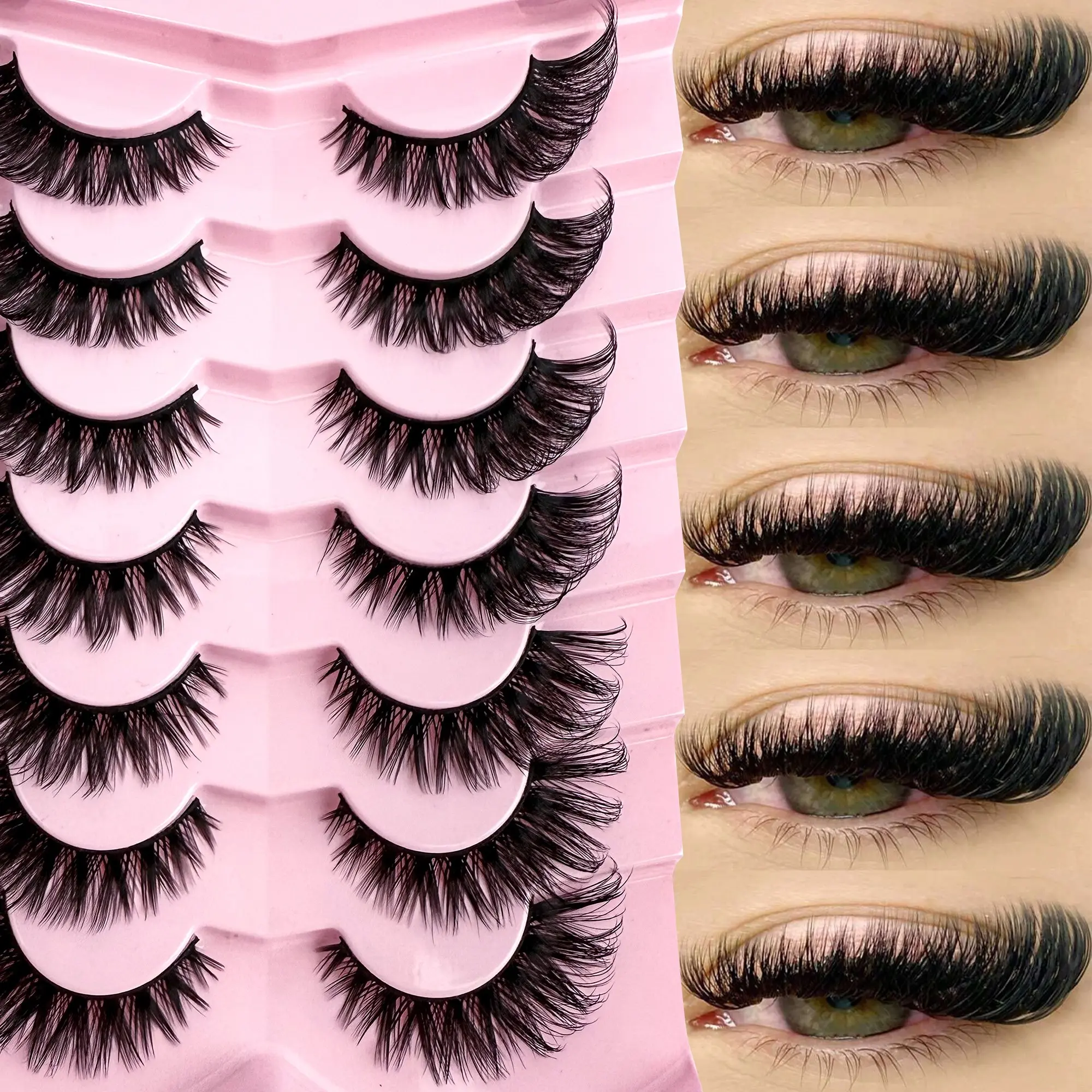 7 Pairs Fluffy Dense Eyelashes, 6-18mm Mixed Length, Reusable Beginner Friendly, Easy Application, Perfect for Daily Wear, Dates, Parties, Travel, Gift, Makeup, Fluffy False Eyelashes