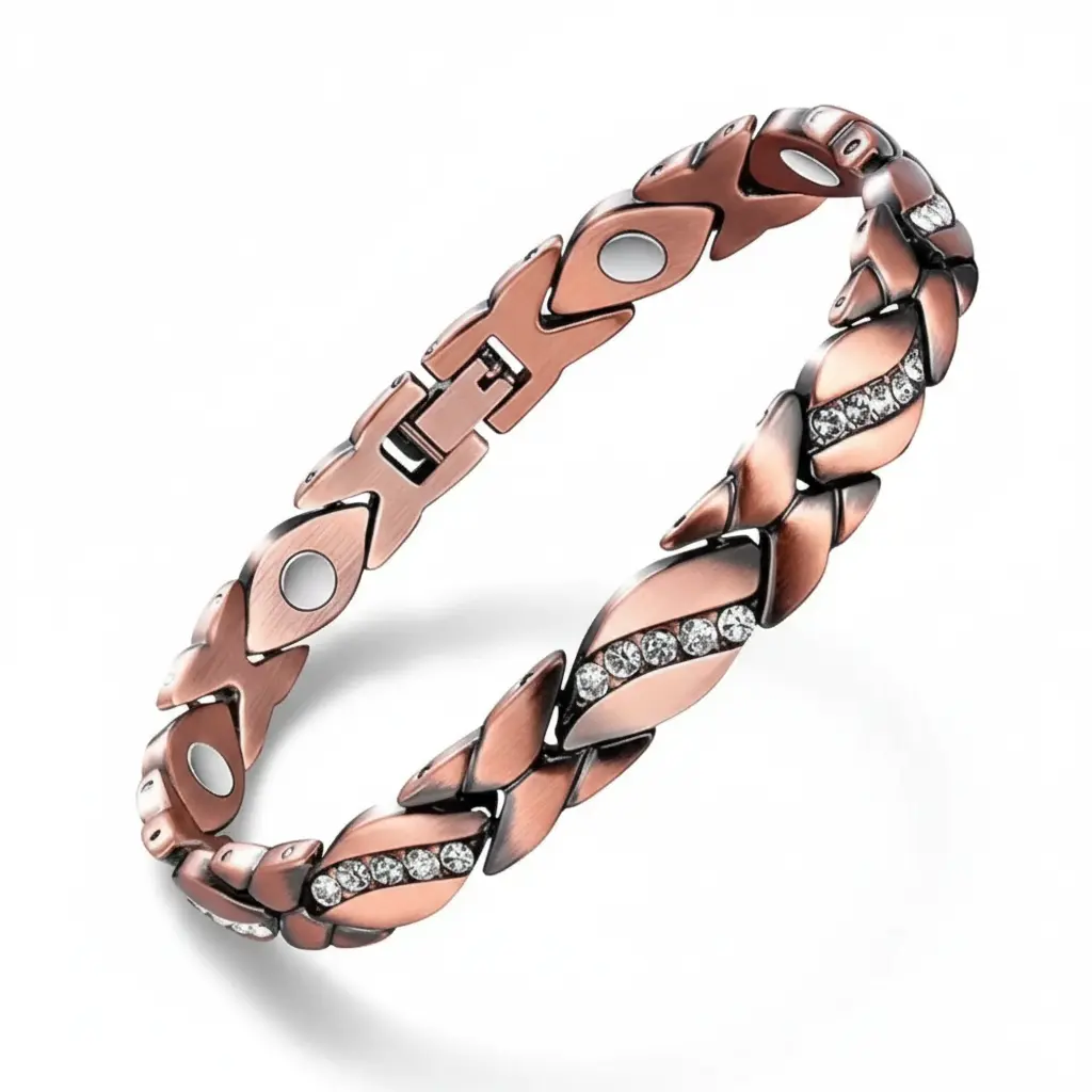 Women's 2-Piece Magnetic Bracelet & Ring Set - Elegant Heart Wire Design, Adjustable, 3800 Gauss Magnets, Wearable Costume Jewelry, Gift-Boxed, for Casual Wear, Unique Jewelry