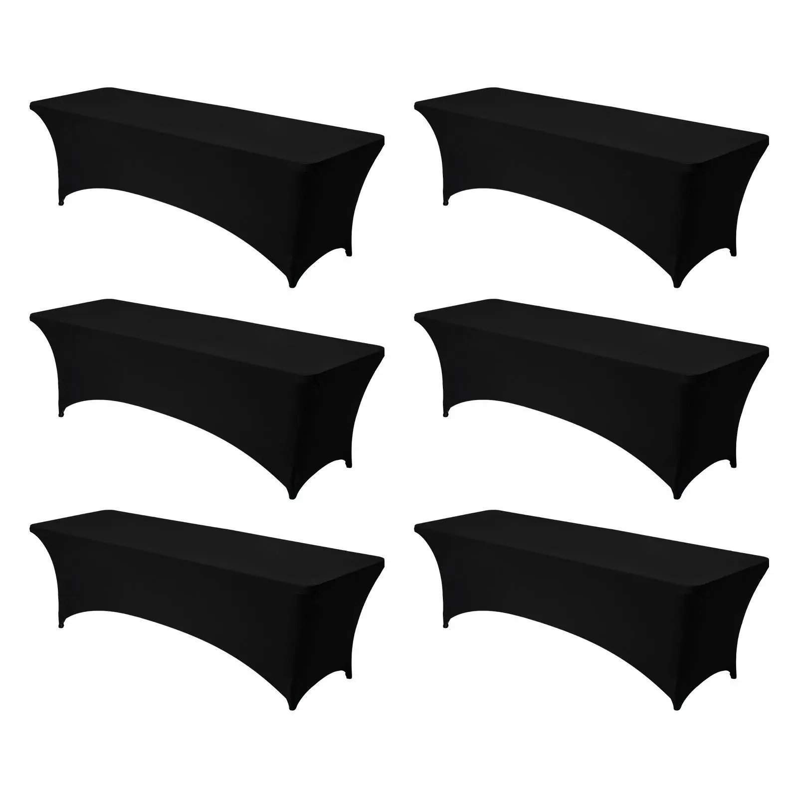 【Backtoschool】VEVOR 6 Pack Table Cloth for 8FT Rectangular Fitted Events, Wrinkle-Resistant Stretch Black Table Covers, Washable Spandex Tablecloth Protector, for Party, Wedding, Cocktail, Banquet, Festival