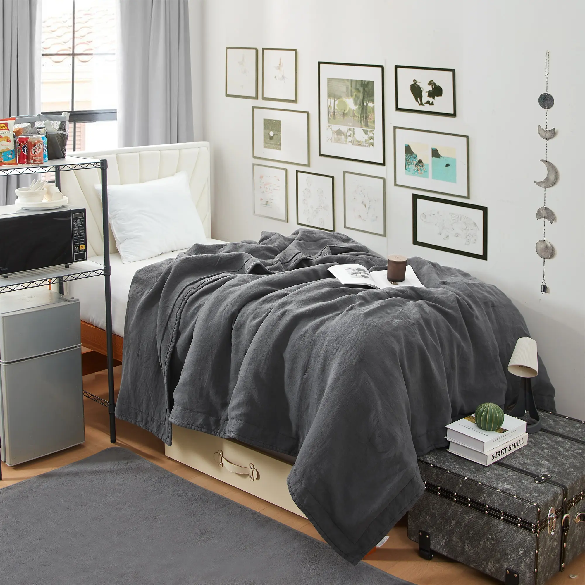 Dark Sky Reserve - Portugal Made 100% Linen Twin XL Comforter - Charcoal Gray