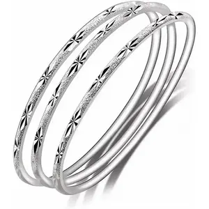 Fashion Jewelry Simple Adjustable 925 Silver Cuff Bangles for Women Mom Wife Mothers