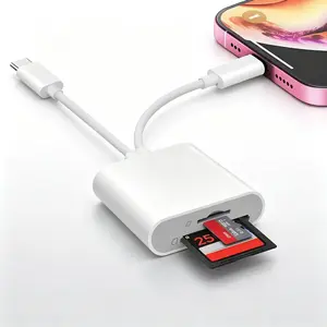 SD Card Reader for iPhone iPad, USB C & Lightning Dual Interface Memory Card Reader, Digital Camera Adapter to iPhone/MacBook/Laptop/USB C Devices, Plug & Play