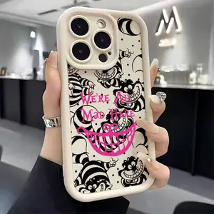 Cartoon Cheshire Cat Graffiti Cute Smartphone Phone Case Suitable for iPhone 17 16e 16 15 14 13 12 11 Mini Pro Max Air X XR XSMAX 8 7 Plus Anti Fall Soft TPU Back Cover