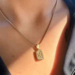 Initial Necklace Gold  Waterproof Dainty Letter Necklace | Stainless Steel | Vintage Style