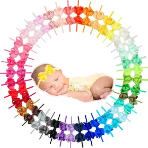 40 Colors  Bow Headbands 3" Hair Bows Super Soft Nylon Headbands for  Girls  preemie and   Hair Accessories