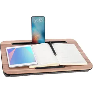 Lap Desk, Portable Laptop Desk Fits Up to 16" Laptops, with Tablet Slot, Built-in Cushion,  for Home & Office,Lap Desk with Cushion (Warm Brown, Medium)