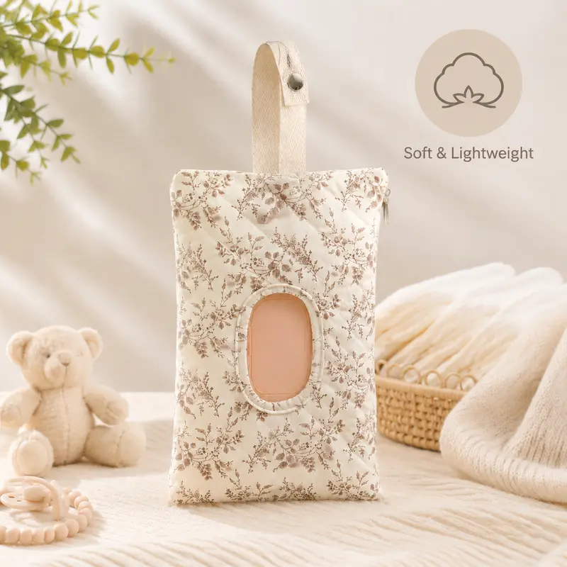 MeToMe Hanging Stroller Wet Wipes & Diaper Dispenser - Portable Accessories Mommy Bag with Convenient Storage, Stylish Floral Design