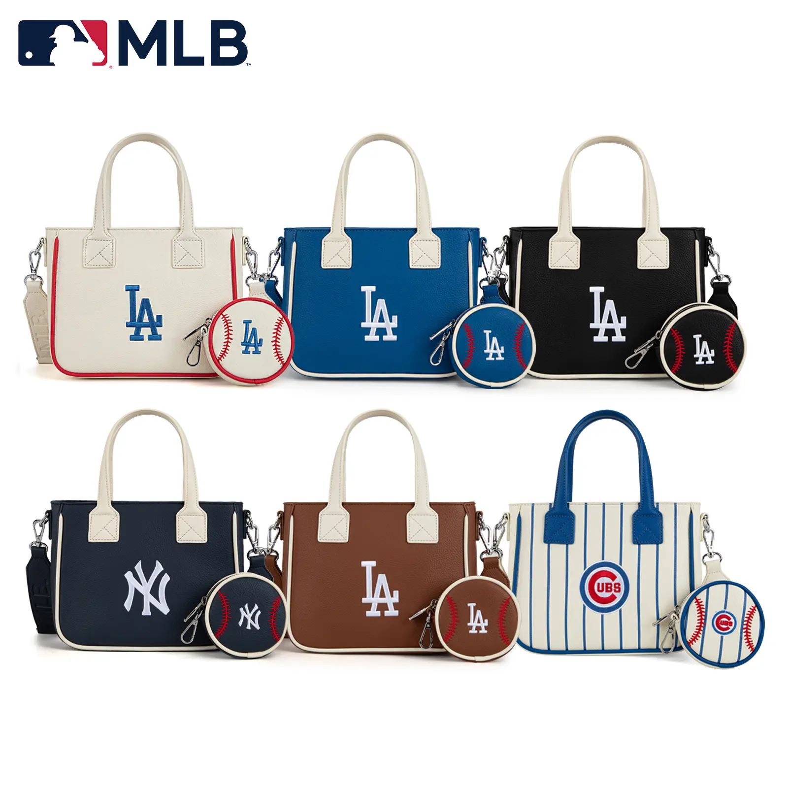 MLB West Women's Crossbody Bag, PU Leather Top Handle Satchel with Detachable Baseball Coin Purse for Game Day, Work, Leather Shoulder Bags 103, Pu Tote Satchel, Everyday Bag