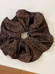1pc 18cm Extra Large Size French Vintage Leopard Print Hair Scrunchies, Fashionable Elastic Hair Bands, Perfect for Stylish Hairstyles, Elegant Princess Style