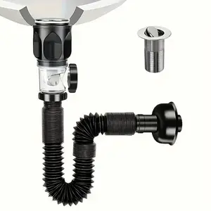 Bathroom Sink Drain Kit with Expandable P-Trap, Durable Stainless Steel and Abs Material, Straight or Side Mount, Home Decor Bathroom Accessories, Plumbing Accessories