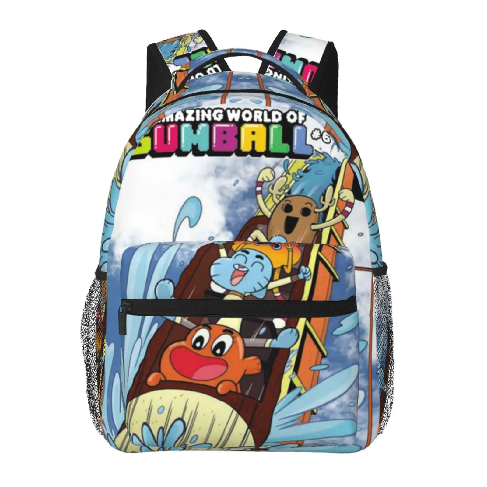 The Amazing World Of Gumball All-Over Print Backpack Large Capacity The Amazing World Of Gumball Outdoor Daypack for Hiking Field Trips Daily Commute, Cartoon Casual The Amazing World Of Gumball Merch Laptop School Bag for Teens Adults & Gift Giving